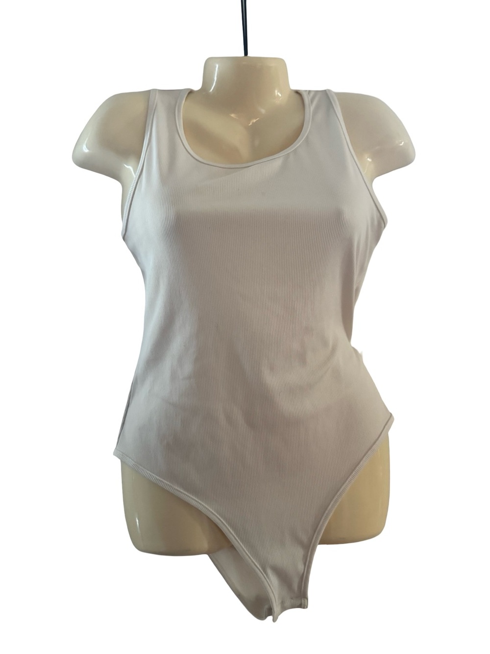 SHEIN white Ribbed Tank Bodysuit
